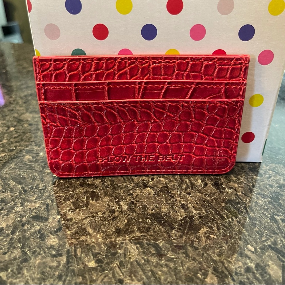 B-Low the Belt Red Croc-Embossed Card Holder